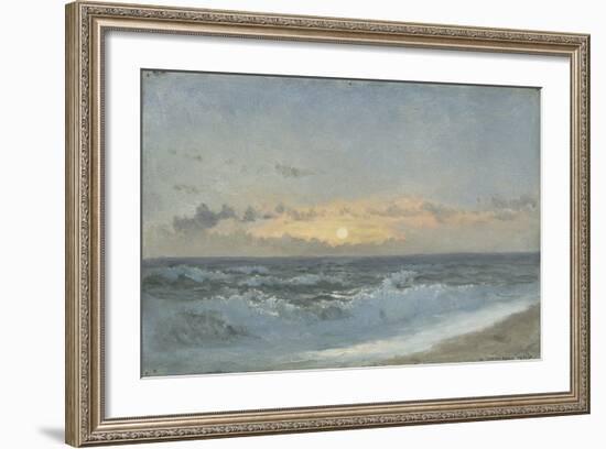 Sunset over the Sea, 1900 (Oil on Board)-William Pye-Framed Premium Giclee Print
