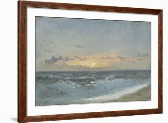 Sunset over the Sea, 1900 (Oil on Board)-William Pye-Framed Giclee Print