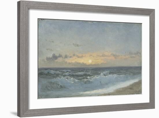 Sunset over the Sea, 1900 (Oil on Board)-William Pye-Framed Giclee Print