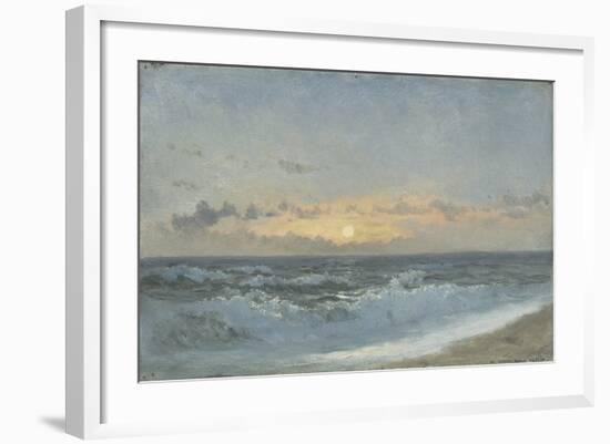 Sunset over the Sea, 1900 (Oil on Board)-William Pye-Framed Giclee Print