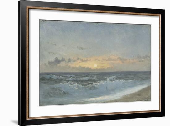 Sunset over the Sea, 1900 (Oil on Board)-William Pye-Framed Giclee Print