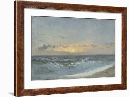 Sunset over the Sea, 1900 (Oil on Board)-William Pye-Framed Giclee Print