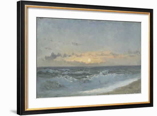 Sunset over the Sea, 1900 (Oil on Board)-William Pye-Framed Giclee Print