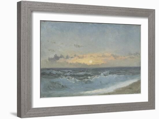 Sunset over the Sea, 1900 (Oil on Board)-William Pye-Framed Giclee Print