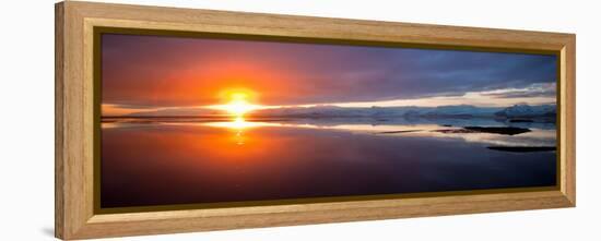 Sunset over the Sea, Hornafjordur, Iceland-null-Framed Premier Image Canvas