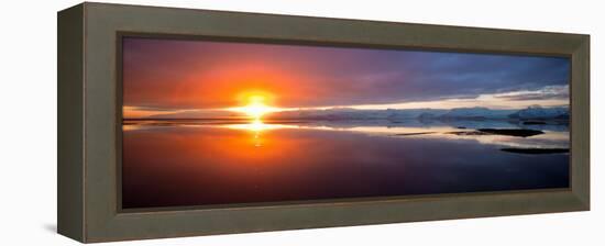 Sunset over the Sea, Hornafjordur, Iceland-null-Framed Premier Image Canvas