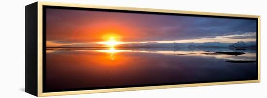 Sunset over the Sea, Hornafjordur, Iceland-null-Framed Premier Image Canvas