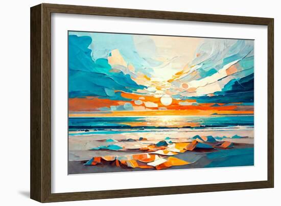 Sunset over the Sea II-Avril Anouilh-Framed Art Print