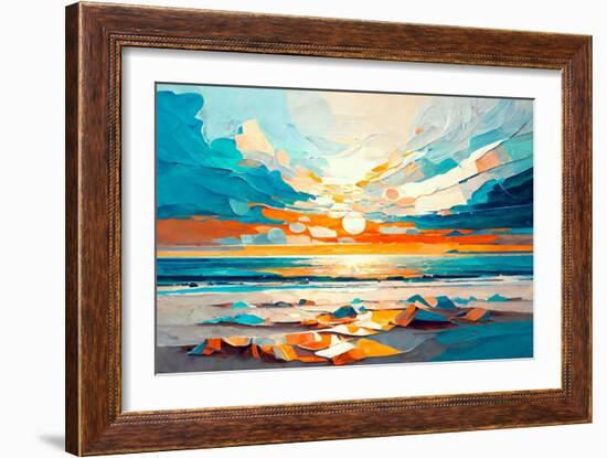 Sunset over the Sea II-Avril Anouilh-Framed Art Print