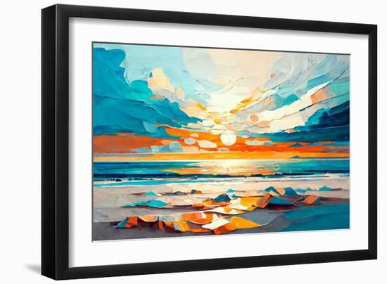 Sunset over the Sea II-Avril Anouilh-Framed Art Print