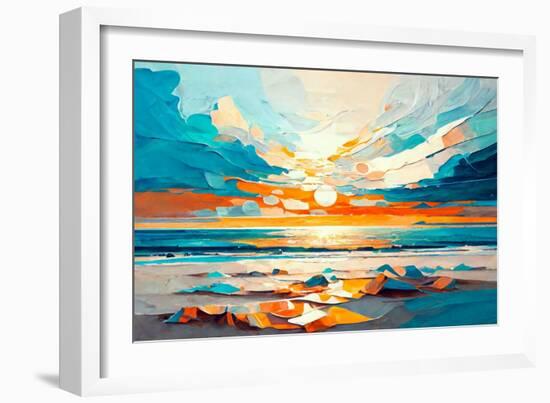 Sunset over the Sea II-Avril Anouilh-Framed Art Print