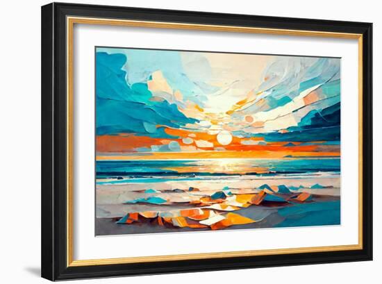 Sunset over the Sea II-Avril Anouilh-Framed Art Print