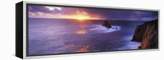 Sunset over the Sea, Land's End, Cornwall, England-null-Framed Premier Image Canvas