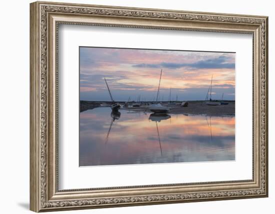 Sunset over the tidal channel at Brancaster Staithe, Norfolk, England, United Kingdom, Europe-Jon Gibbs-Framed Photographic Print