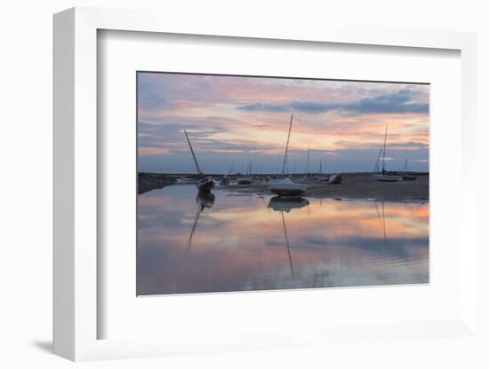 Sunset over the tidal channel at Brancaster Staithe, Norfolk, England, United Kingdom, Europe-Jon Gibbs-Framed Photographic Print