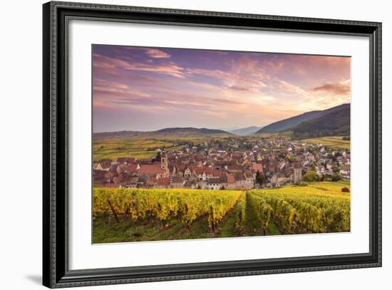 Sunset over the Vineyards Surrounding Riquewihr, Alsace, France-Matteo Colombo-Framed Photographic Print