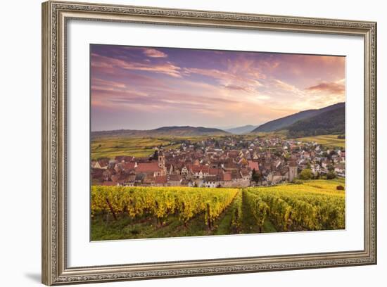 Sunset over the Vineyards Surrounding Riquewihr, Alsace, France-Matteo Colombo-Framed Photographic Print