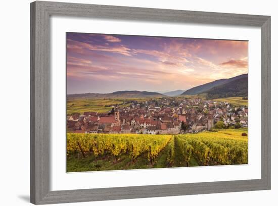 Sunset over the Vineyards Surrounding Riquewihr, Alsace, France-Matteo Colombo-Framed Photographic Print