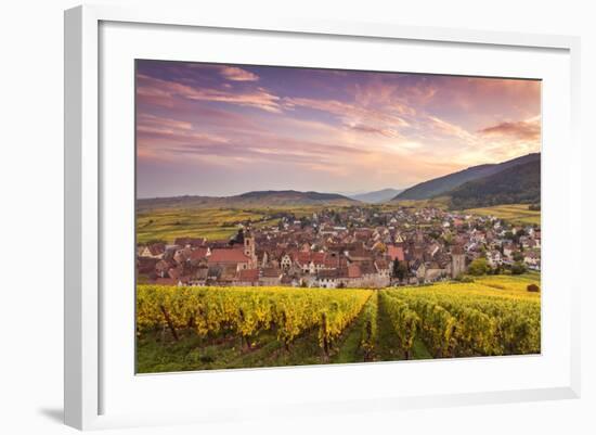 Sunset over the Vineyards Surrounding Riquewihr, Alsace, France-Matteo Colombo-Framed Photographic Print