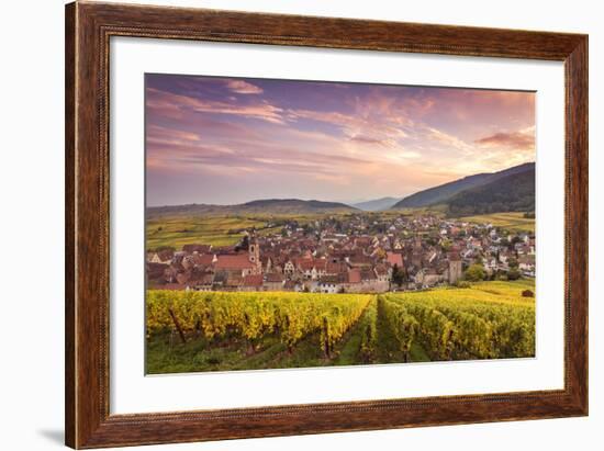 Sunset over the Vineyards Surrounding Riquewihr, Alsace, France-Matteo Colombo-Framed Photographic Print