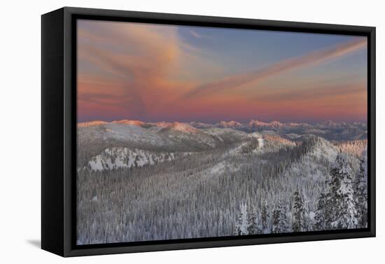 Sunset over the Whitefish Range and Flower Point in Whitefish, Montana-Chuck Haney-Framed Premier Image Canvas