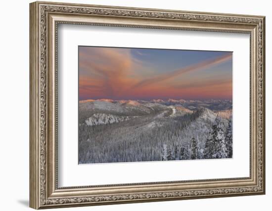 Sunset over the Whitefish Range and Flower Point in Whitefish, Montana-Chuck Haney-Framed Photographic Print