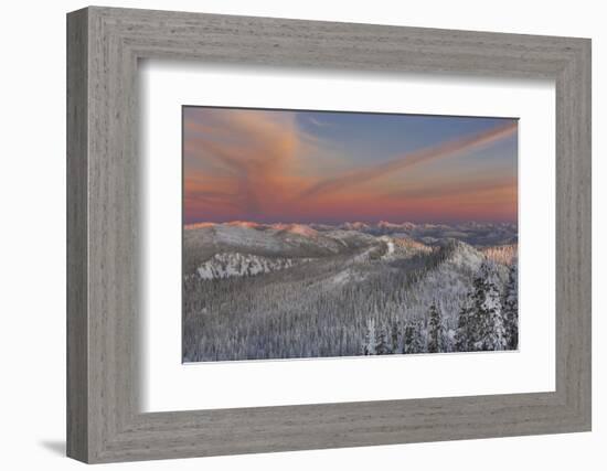 Sunset over the Whitefish Range and Flower Point in Whitefish, Montana-Chuck Haney-Framed Photographic Print