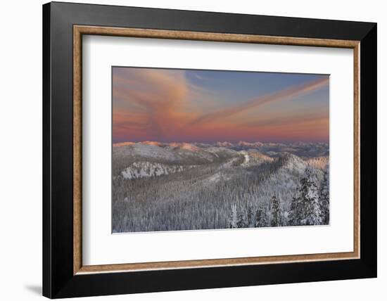 Sunset over the Whitefish Range and Flower Point in Whitefish, Montana-Chuck Haney-Framed Photographic Print