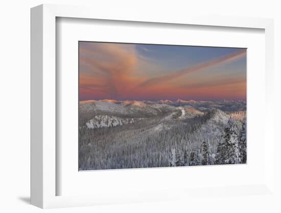 Sunset over the Whitefish Range and Flower Point in Whitefish, Montana-Chuck Haney-Framed Photographic Print