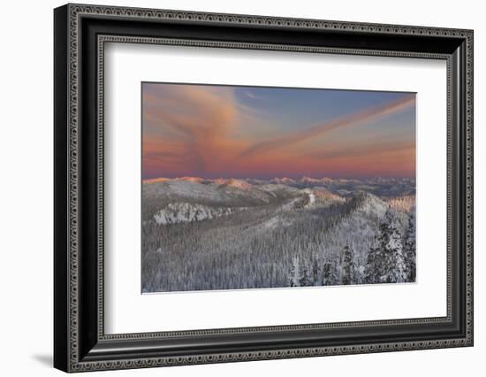 Sunset over the Whitefish Range and Flower Point in Whitefish, Montana-Chuck Haney-Framed Photographic Print