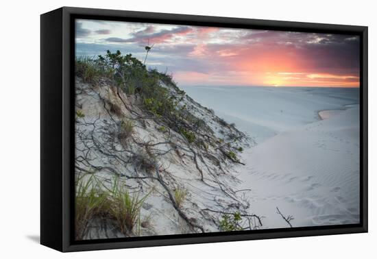 Sunset over Two Lagoons in Brazil's Lencois Maranhenses Sand Dunes-Alex Saberi-Framed Premier Image Canvas