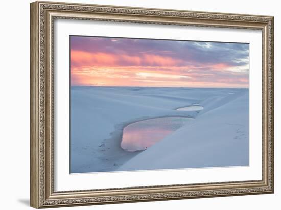 Sunset over Two Lagoons in Lencois Maranhenses National Park-Alex Saberi-Framed Photographic Print