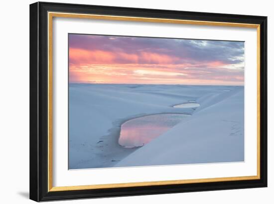 Sunset over Two Lagoons in Lencois Maranhenses National Park-Alex Saberi-Framed Photographic Print