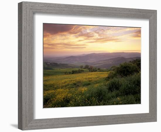 Sunset over Val D'Orcia, Near Castiglione D'Orcia, Tuscany, Italy, Europe-Patrick Dieudonne-Framed Photographic Print