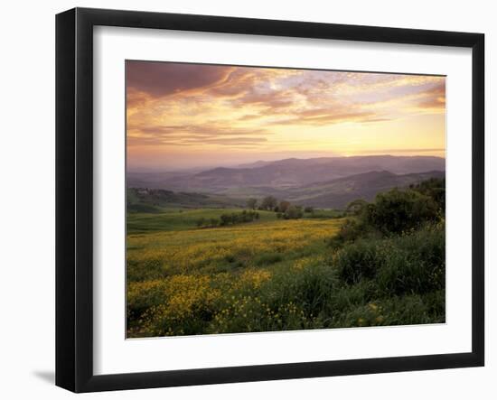 Sunset over Val D'Orcia, Near Castiglione D'Orcia, Tuscany, Italy, Europe-Patrick Dieudonne-Framed Photographic Print