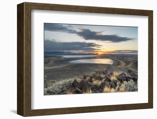 Sunset over Warner Lakes Wetlands, seen from Hart Mountain National Antelope Refuge,, Oregon-Alan Majchrowicz-Framed Photographic Print