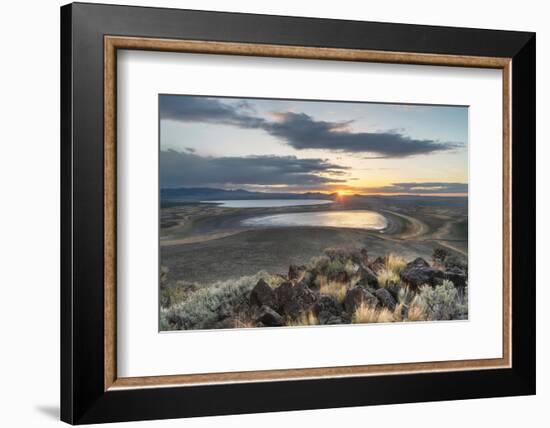 Sunset over Warner Lakes Wetlands, seen from Hart Mountain National Antelope Refuge,, Oregon-Alan Majchrowicz-Framed Photographic Print