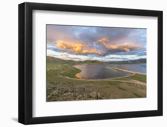 Sunset over White Lake, Tariat district, North Hangay province, Mongolia, Central Asia, Asia-Francesco Vaninetti-Framed Photographic Print