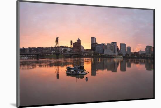Sunset over Willamette River in Portland-jpldesigns-Mounted Photographic Print