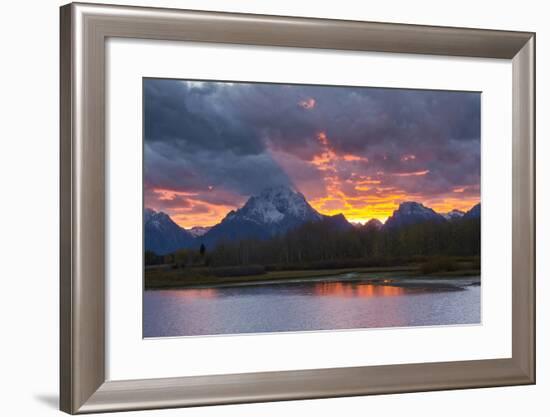 Sunset, Oxbow, Mount Moran, Grand Teton National Park, Wyoming, USA-Michel Hersen-Framed Photographic Print