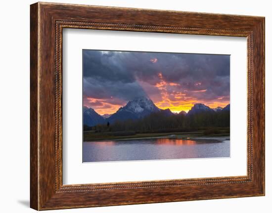 Sunset, Oxbow, Mount Moran, Grand Teton National Park, Wyoming, USA-Michel Hersen-Framed Photographic Print