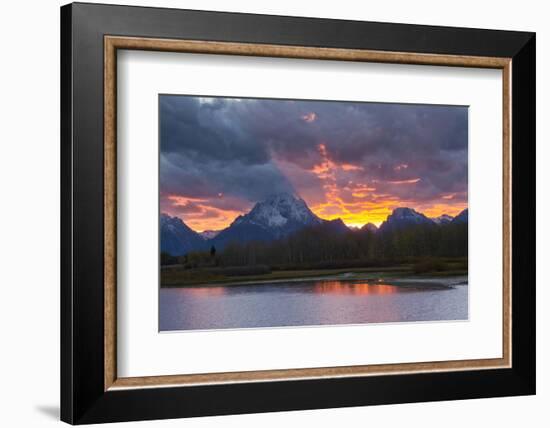 Sunset, Oxbow, Mount Moran, Grand Teton National Park, Wyoming, USA-Michel Hersen-Framed Photographic Print