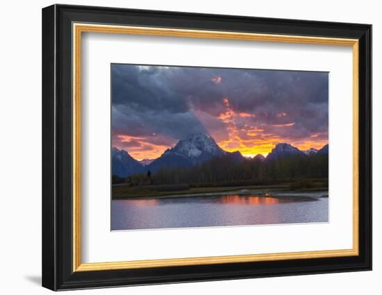 Sunset, Oxbow, Mount Moran, Grand Teton National Park, Wyoming, USA-Michel Hersen-Framed Photographic Print