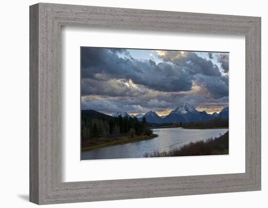 Sunset, Oxbow, Mount Moran, Grand Teton National Park, Wyoming, USA-Michel Hersen-Framed Photographic Print