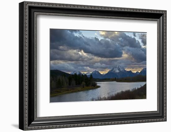 Sunset, Oxbow, Mount Moran, Grand Teton National Park, Wyoming, USA-Michel Hersen-Framed Photographic Print