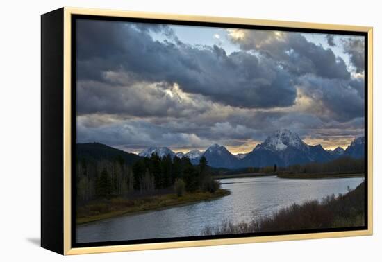 Sunset, Oxbow, Mount Moran, Grand Teton National Park, Wyoming, USA-Michel Hersen-Framed Premier Image Canvas