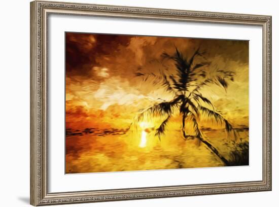 Sunset Palm I - In the Style of Oil Painting-Philippe Hugonnard-Framed Giclee Print