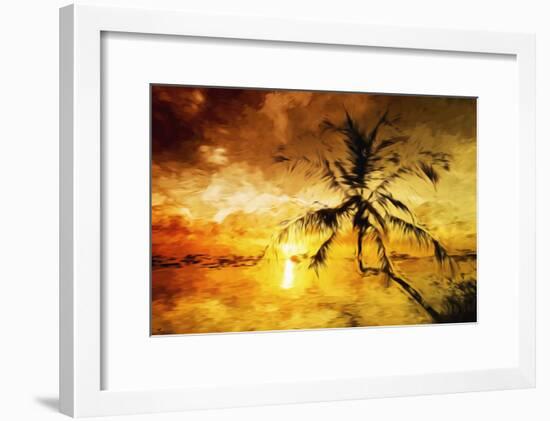 Sunset Palm I - In the Style of Oil Painting-Philippe Hugonnard-Framed Giclee Print