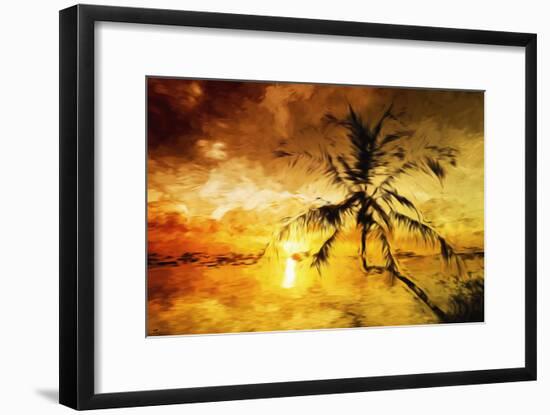 Sunset Palm I - In the Style of Oil Painting-Philippe Hugonnard-Framed Giclee Print