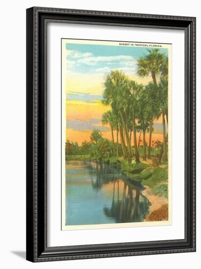 Sunset, Palm Trees, Florida-null-Framed Art Print